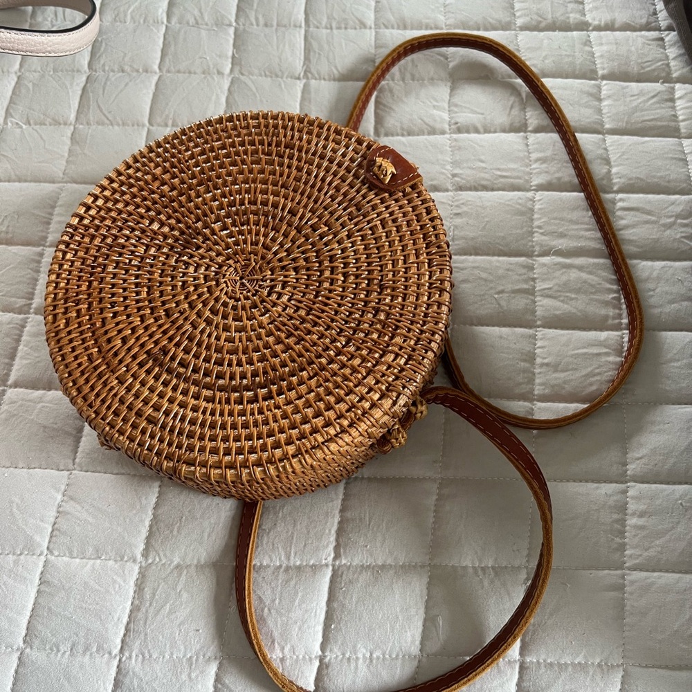 Round Woven Tan Bag